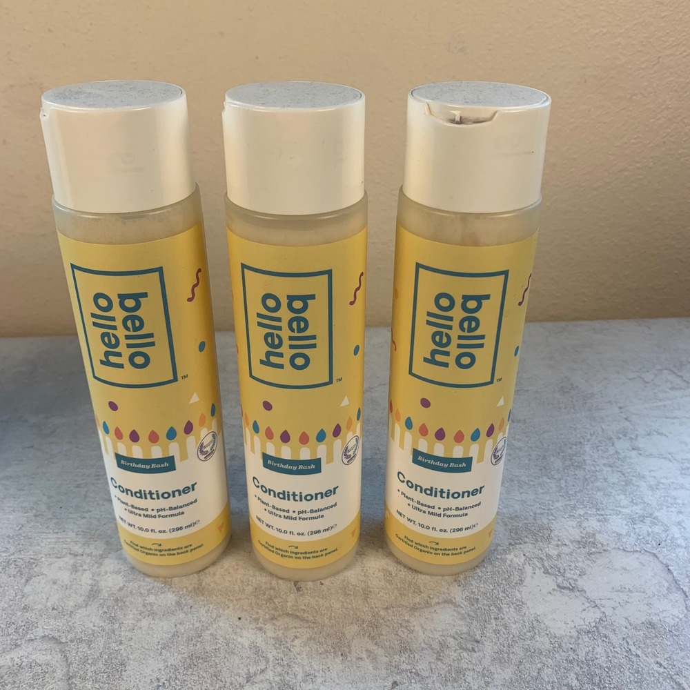 Hello Bello 10oz Conditioner 3pk Birthday Bash Yellow Plant Based Ultra Mild